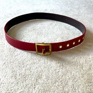 Coach red leather belt with brass buckle